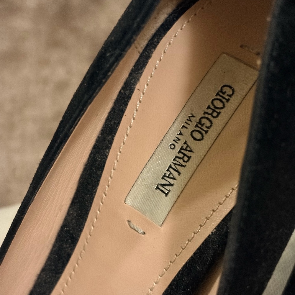 Giorgio Armani Classic Black Suede Heels - Picture 5 of 8
